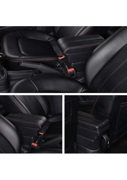 Peugeot 301 2014-2016 Delmesiz Kol Dayama Kolçak Usb+Çift Açılır Siyah Dikişli