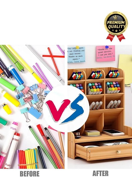 Premium Demonte Ev Ofis Masaüstü Çapraz 9 Bölmeli Kalemlik Çekmeceli Ahşap Organizer Düzenleyici indirimleri