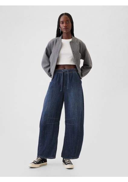 Kadın Lacivert Mid Rise Easy Horseshoe Jean Pantolon