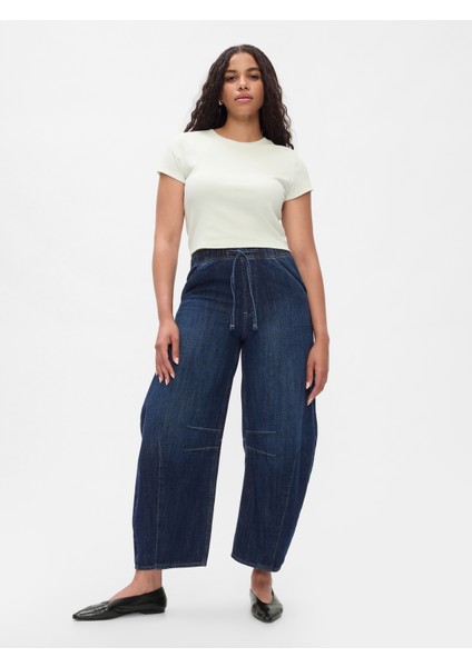 Kadın Lacivert Mid Rise Easy Horseshoe Jean Pantolon indirimleri