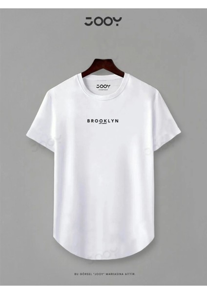 Brooklyn Jc Baskılı Siyah Beyaz Oval Kesim Tshirt 2'li