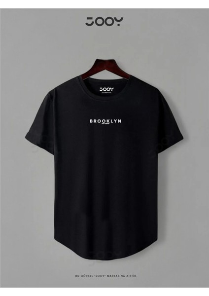 Brooklyn Jc Baskılı Siyah Beyaz Oval Kesim Tshirt 2'li
