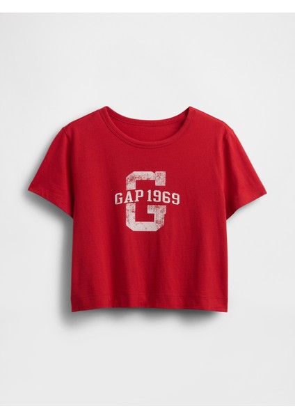 Kadın Kırmızı %100 Organik Pamuk Vintage Soft Crop T-Shirt fiyatları