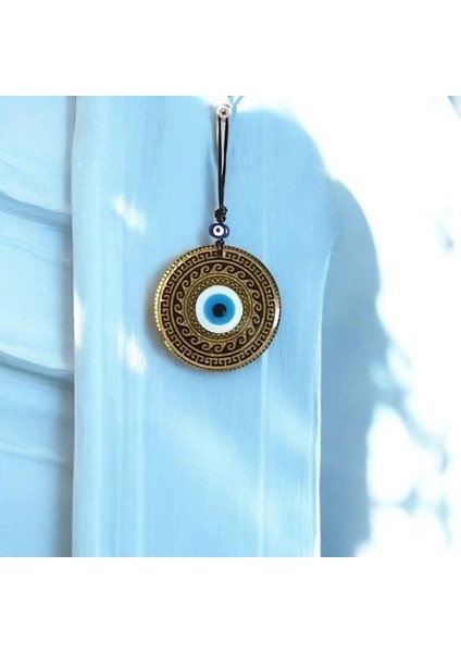 Altın Varaklı Nazar Boncuklu Füzyon Cam El Işçiliği 12 cm Duvar Süsü Nazarlık Hediyelik Eşya