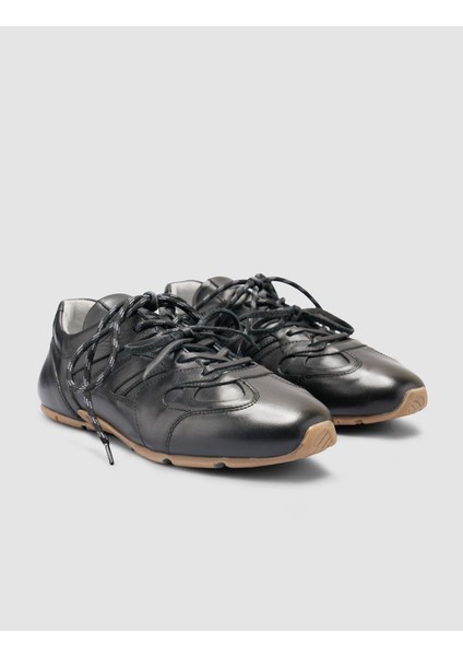 %100 Hakiki Deri Siyah Kadın Sneaker