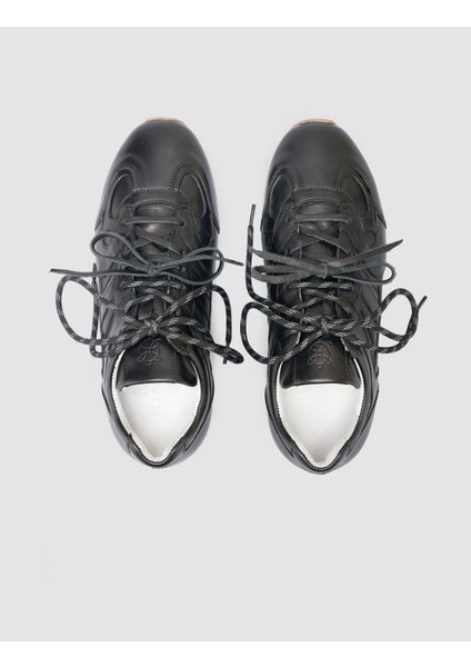 %100 Hakiki Deri Siyah Kadın Sneaker