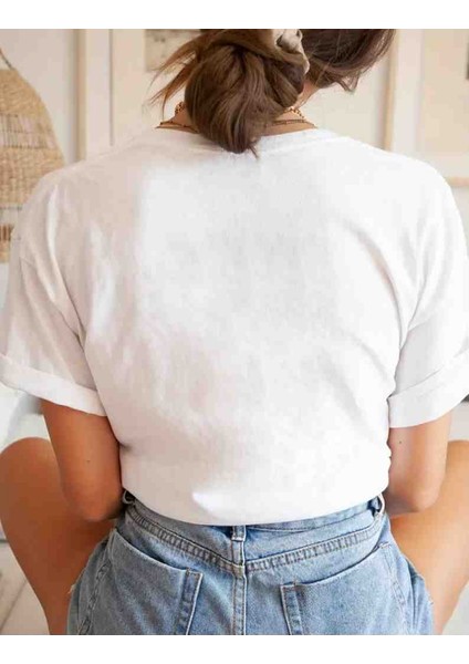 Çiçekli Bisiklet Baskılı Özel Tasarım Oversize Tshirt