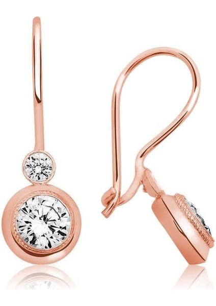 ​Gümüş Rose Sallantılı Tek Taş Küpe