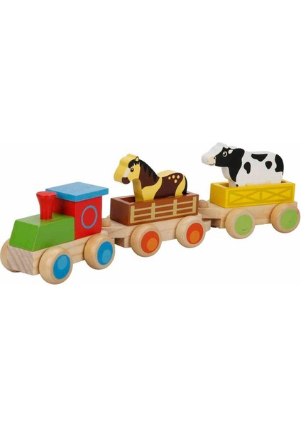 Ahşap Çiftlik Hayvanları ve Tren Seti 5 Parça