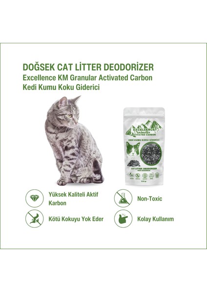 Kedi Kumu Koku Giderici 230gr Excellence KM Granular Activated Carbon Kömür Bazlı Granül Aktif Karbon Kalın Taneli fiyatları