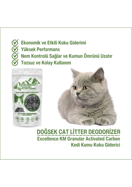 Kedi Kumu Koku Giderici 230gr Excellence KM Granular Activated Carbon Kömür Bazlı Granül Aktif Karbon Kalın Taneli modelleri