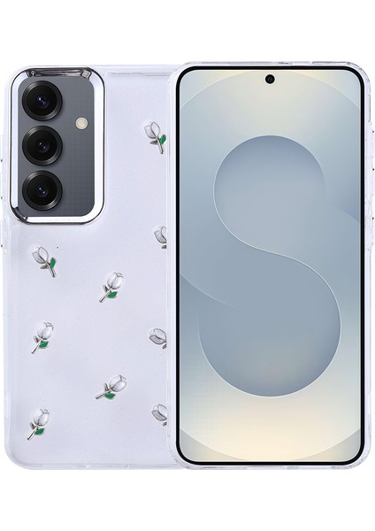 Samsung Galaxy S25 Kılıf Airbag Tasarımlı Simli Şeffaf Zore Kutup Kapak