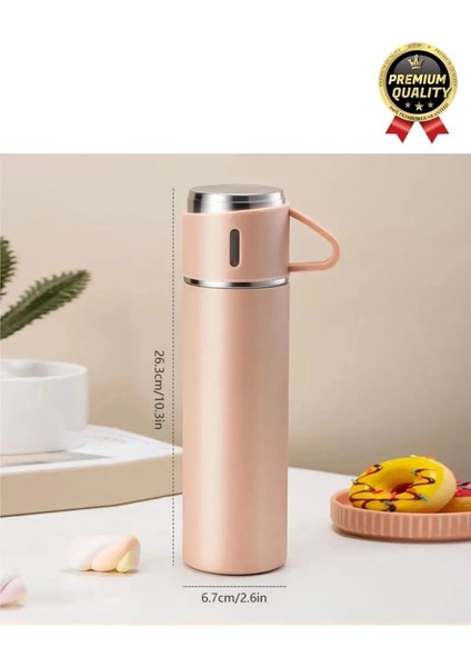 Paslanmaz çelik çift katmanlı sıcak soğuk 3 bardaklı vakumlu termos çanta hediyeli 550 ml fırsatları