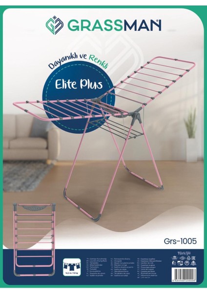 Elite Plus Pembe Mandal Sepetli Kalın Borulu Ekstra Sağlam Renkli Çamaşır Kurutmalığı fırsatları