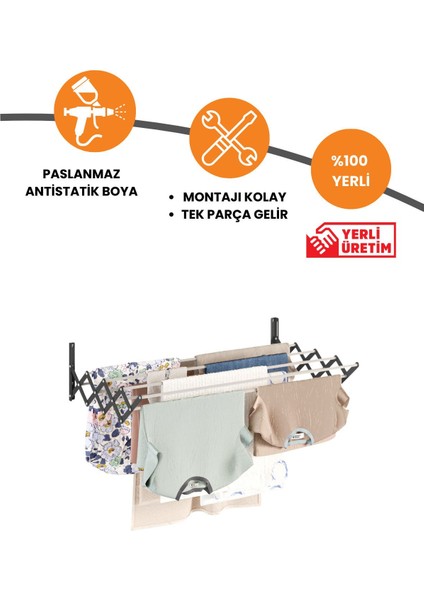 Breezedry 100CM Duvara Monte Yer Tasarruflu ve Pratik Akordiyon Çamaşır ASKISI-100 cm Antrasit fırsatları