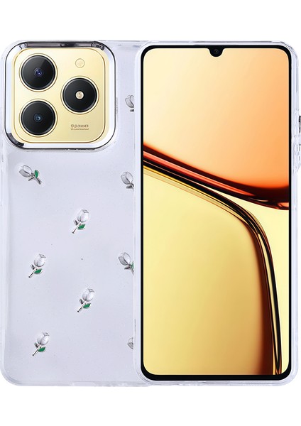 Realme C61 Kılıf Airbag Tasarımlı Simli Şeffaf Zore Kutup Kapak
