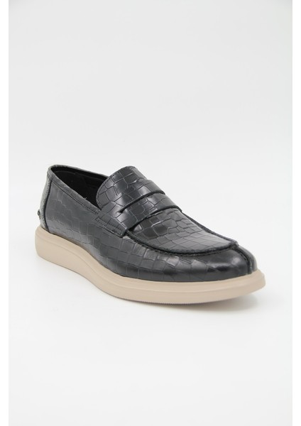 226825 Erkek Casual Ayakkabı - Siyah Croco Deri