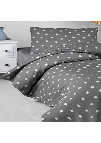 Uykulife Tek Kişilik Gri Yıldız Nevresim Seti Takımı