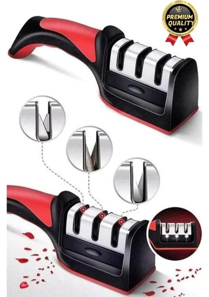 Profesyonel Ergonomik Pratik Keskin Paslanmaz Çelik Şef Mutfak 3 Kademeli Kolay Bıçak Bileme Aleti fiyatları