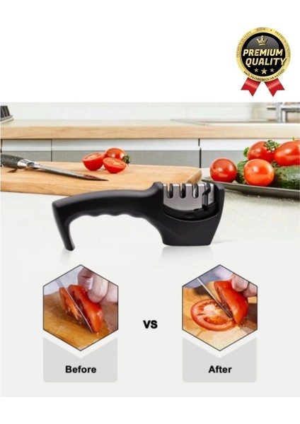 Profesyonel Ergonomik Pratik Keskin Paslanmaz Çelik Şef Mutfak 3 Kademeli Kolay Bıçak Bileme Aleti fırsatları