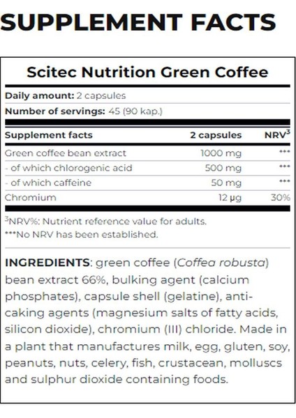 Green Coffee (Yeşil Kahve Çekirdeği Özütü) 90 Caps fiyatları