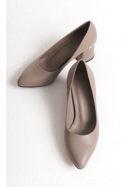 Deri Galvaniz Topuklu Vizon Kadın Ayakkabı TMD202576 modelleri