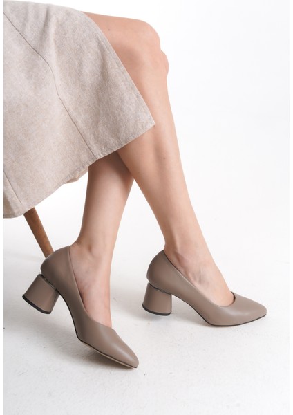 Deri Galvaniz Topuklu Vizon Kadın Ayakkabı TMD202576 fırsatları