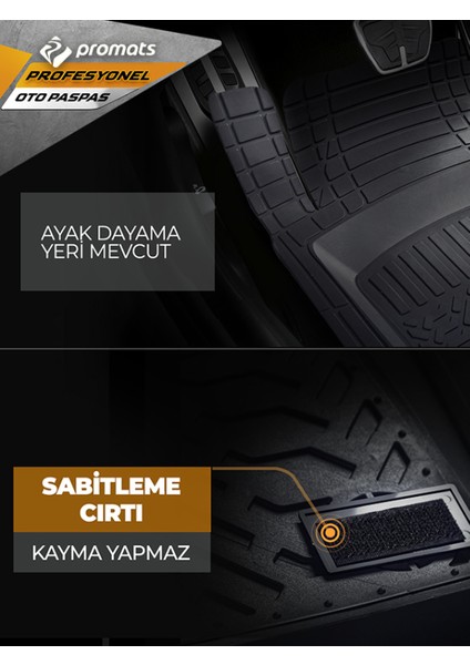Promats Audi A3 Hatchback 2013 Model ve Sonrası Uyumlu Oto Paspas 3D Profesyonel Siyah