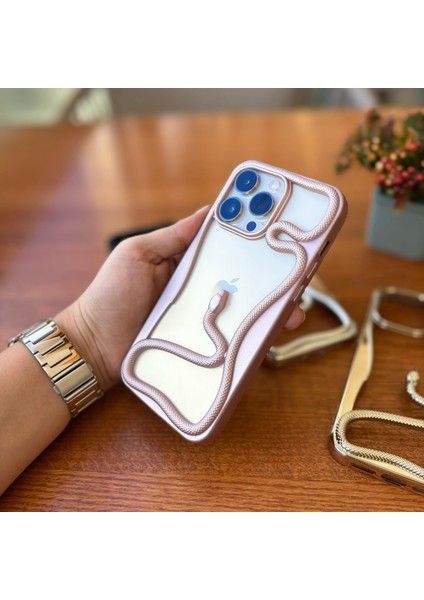 Epaserpent Yılan Figürlü Çerçeve Telefon Kılıfı Iphone 16 Pro Max Pembe fiyatları