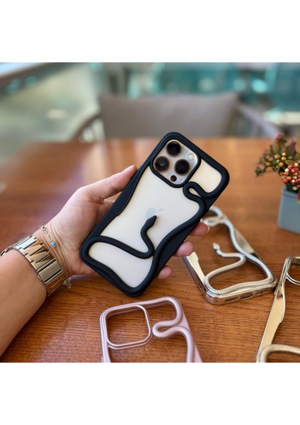 Epaserpent Yılan Figürlü Çerçeve Telefon Kılıfı Iphone 16 Pro Max Siyah