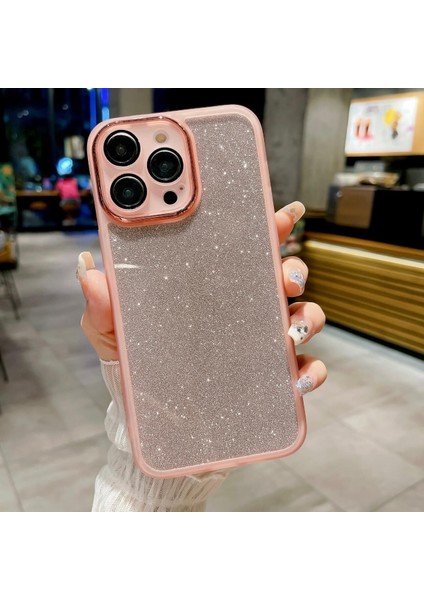 Epaglow Şeffaf ve Parlak Premium Iphone 15 Pro Max Telefon Kılıfı Pembe
