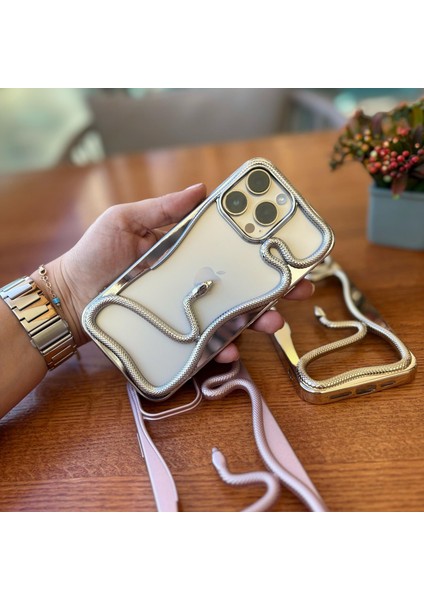 Epaserpent Yılan Figürlü Çerçeve Telefon Kılıfı Iphone 16 Pro Max Gümüş fiyatları