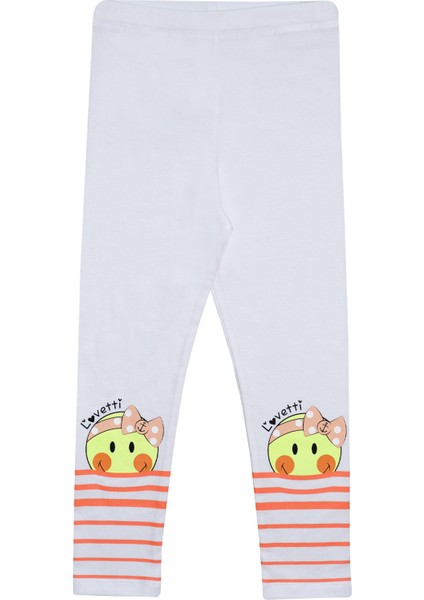 Beyaz Marin Smile Baskılı Kız Çocuk Mesimlik Tayt
