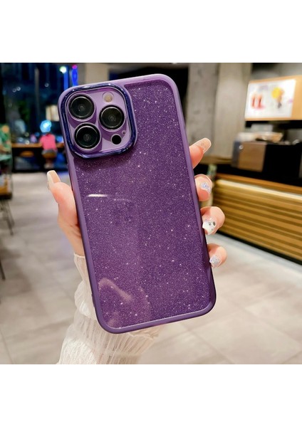 Epaglow Şeffaf ve Parlak Premium Iphone 15 Pro Max Telefon Kılıfı Mor