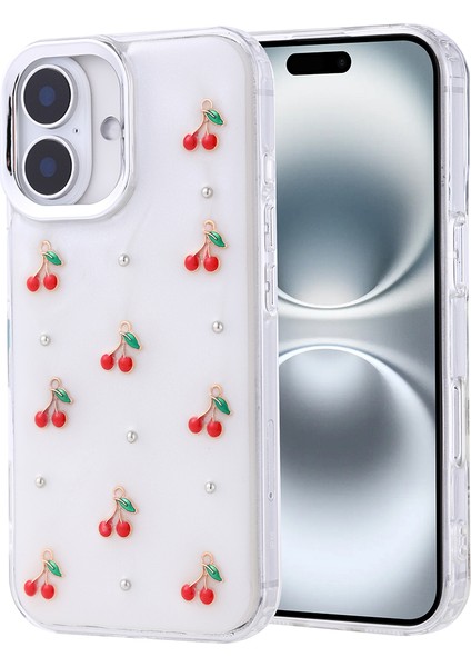 Apple iPhone 16 Plus Kılıf Kabartmalı Desenli Simli Şeffaf A+ Kalite Kapak