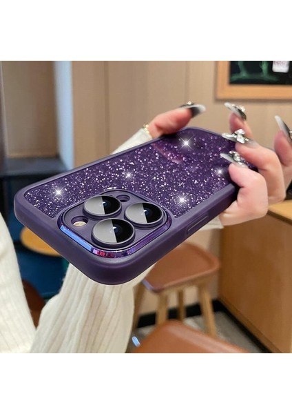 Epaglow Şeffaf ve Parlak Premium Iphone 15 Pro Max Telefon Kılıfı Mor fiyatları