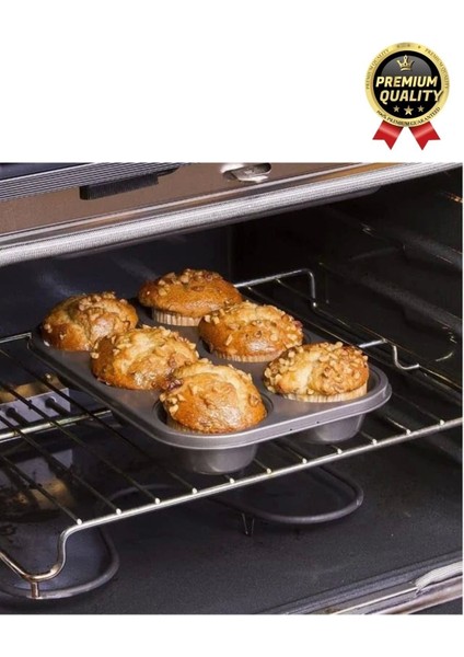 Çok Amaçlı Mutfak Yüksek Isıya Dayanıklı Yıkanabilir Yanmaz Yapışmaz 6’lı Kek Muffin Cupcake Kalıbı