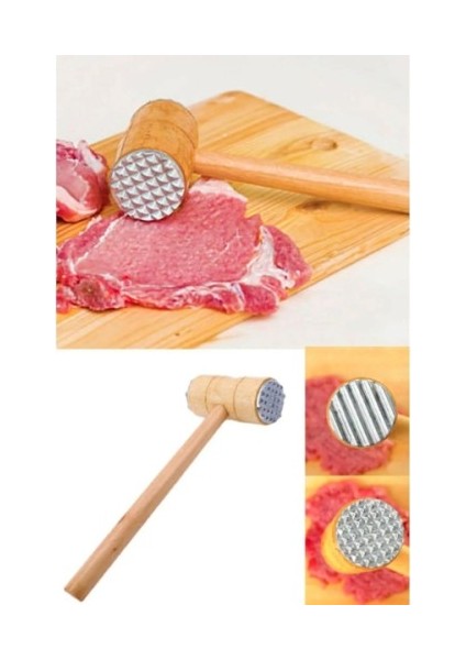 Büro Ev Ofis Mutfağı İçin Ahşap Saplı Çekiç Tip Et Ezici Dövme Aparatı