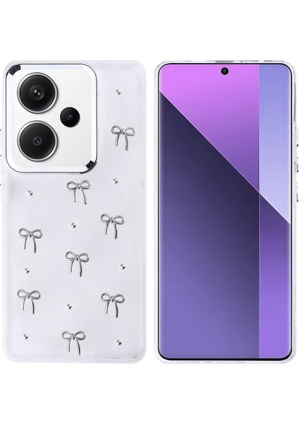 Xiaomi Redmi Note 13 Pro Plus 5g Kılıf Kabartmalı Desenli Simli Şeffaf A+ Kalite Kapak