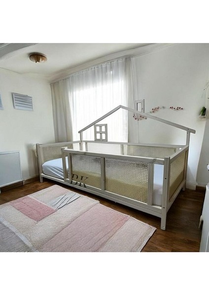 Hasır Detaylı Wicker Doğal Ahşap Montessori Bebek ve Çocuk Karyolası fiyatları