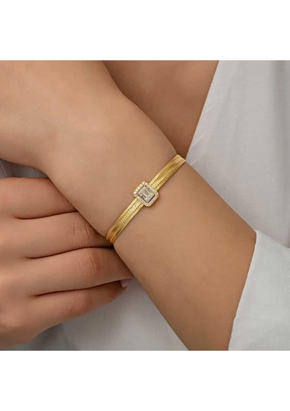 Gümüş Gold Baget Taşlı Trabzon Hasır Kadın Bileklik fiyatları