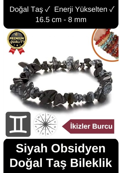 Özel Üretim Enerji Yükselten Esnek Ip Ikizler Burcu Gerçek Siyah Obsidyen Doğal Taş Unisex Bileklik