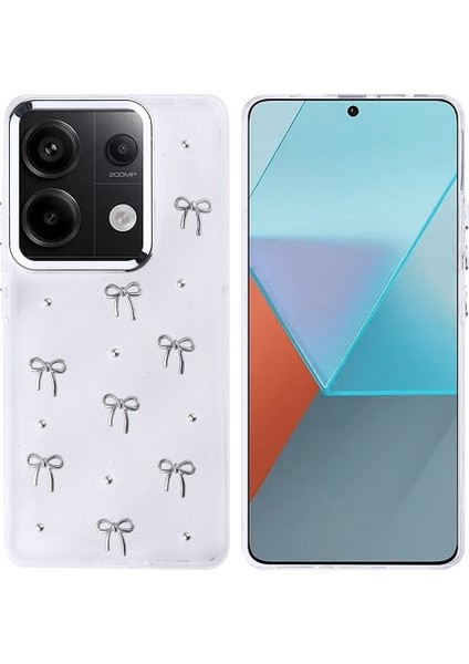 Xiaomi Redmi Note 13 Pro 4g Kılıf Kabartmalı Desenli Simli Şeffaf A+ Kalite Kapak