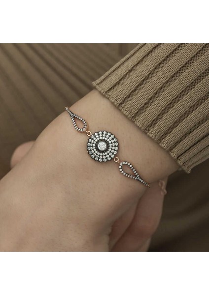 Gümüş Rose Elmas Montür Çiçek Kadın Bileklik modelleri