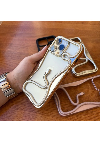 Epaserpent Yılan Figürlü Çerçeve Telefon Kılıfı Iphone 16 Pro Max Gold fiyatları