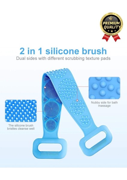 Yıkanabilir Back Scrubber Masaj Etkili Silikon Çift Taraf Duş Lifi Banyo Sırt Kesesi Büyük Boy 70 cm modelleri