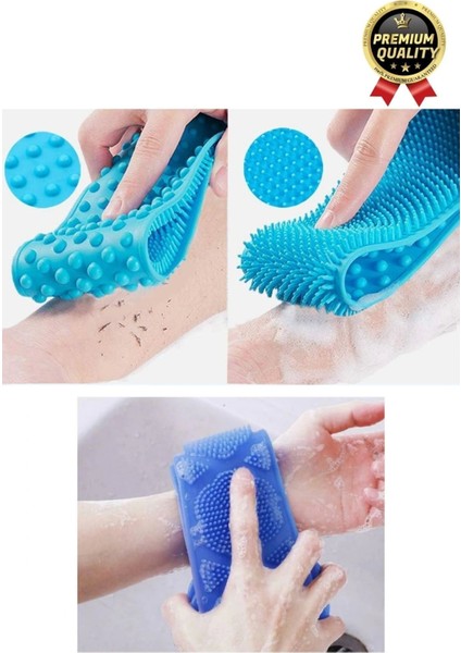 Yıkanabilir Back Scrubber Masaj Etkili Silikon Çift Taraf Duş Lifi Banyo Sırt Kesesi Büyük Boy 70 cm indirimleri