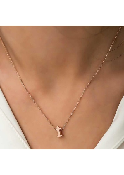 Gümüş Rose 3 Boyutlu I Harf Bayan Kolye