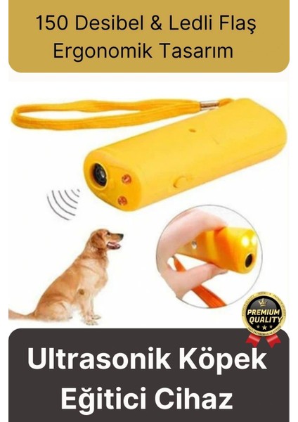 Premium Susturucu Sensör Pilli 9VOLT 150 Desibel Ledli Flaş Ultrasonik Köpek Eğitici Cihaz