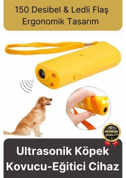 Premium Susturucu Sensör Pilli 9VOLT 150 Desibel Ledli Flaş Ultrasonik Köpek Eğitici Cihaz